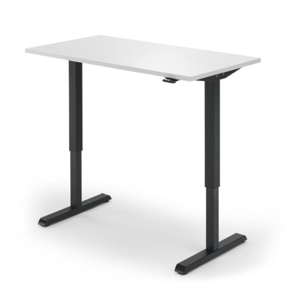 Deskin Sitz-/Stehtisch MULTI M, Dekor weiß, Gestell schwarz, B 1200 x T 650 x H 715 - 1205 mm, 330481