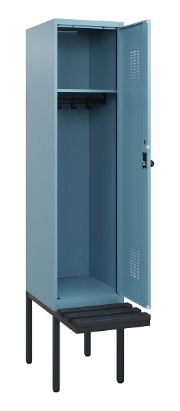 C+P Spind Evolo PLUS, 1 Abteil, 1950x400x815mm, 0010/0010, Drehriegel, Sitzfläche Kunststoff, 0490405-12 S10075