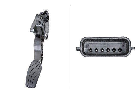 HELLA Sensor, Fahrpedalstellung, für Linkslenker, 6-polig, Schaltgetriebe, 6PV 009 978-791
