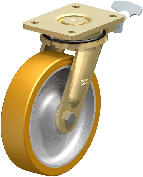 Blickle LS-GTH 200K-RI4 Stahlgeschweißte Schwerlast-Lenkrolle, schwere Drehkranz-Ausführung, Blickle Extrathane®, Hellbraun, 361568