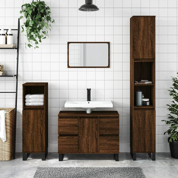 vidaXL Badschrank Braun Eichen-Optik 80x33x60 cm Holzwerkstoff, 831667