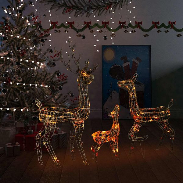 vidaXL LED-Rentier-Familie Weihnachtsdeko Acryl 300 LED Bunt, 329796