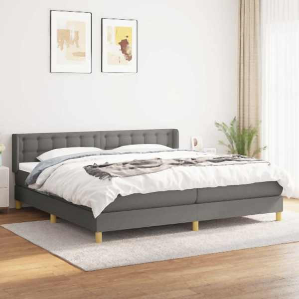 vidaXL Boxspringbett mit Matratze Dunkelgrau 200x200 cm Stoff, 3130618