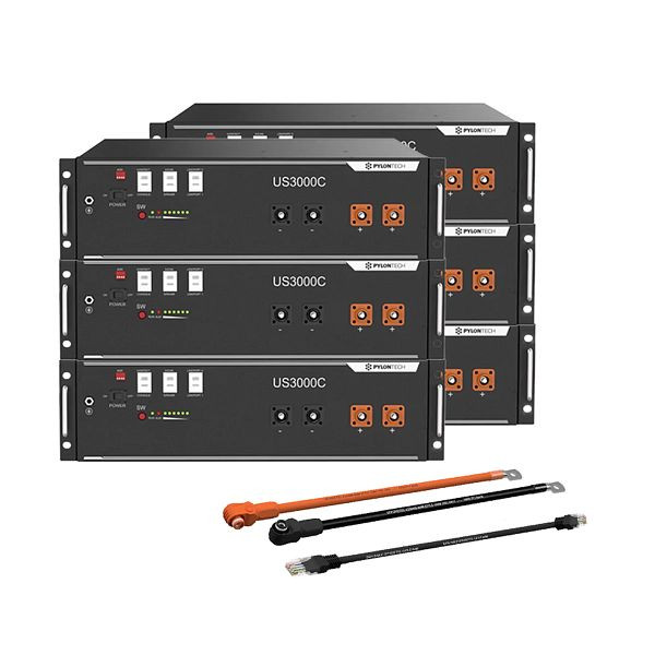 Pylontech 6x US3000C LiFePO4 Batterie 21kWh mit Wechselrichter-Anschlusskabelset, 2-88-015635-018