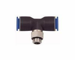 Riegler T-Steckverschraubung, drehbar, Außengewinde zylindrisch mit O-Ring (NBR), 109490