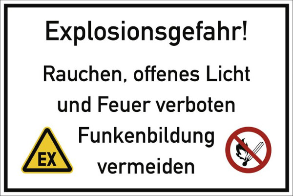 Moedel Explosionsgefahr! Rauchen, offenes Licht und Feuer..., Folie, 300x200 mm, 99126