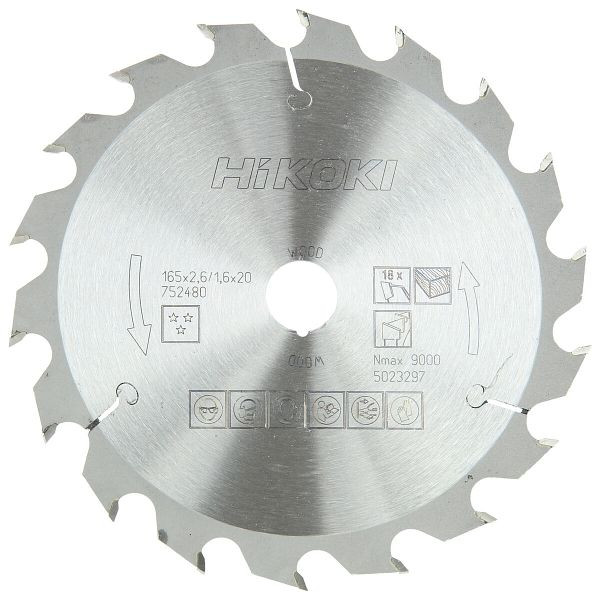 HiKOKI TCT Kreissägeblatt Holz 165X20 Z18 Wechselzahn, 752480