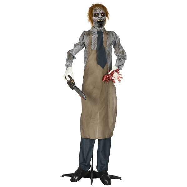 HOMCOM Halloweendeko, Kettensägenmörder, beweglich, Motorsägensound, Schaltautomatik, 1,70 m, 844-695V00KK