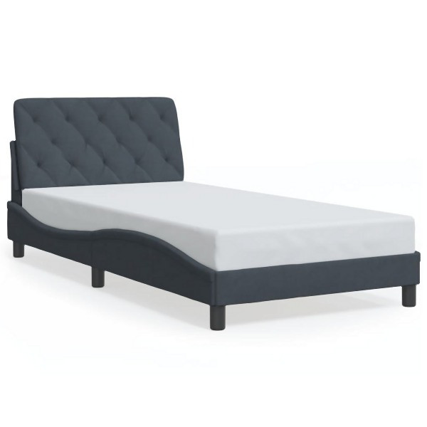 vidaXL Bettgestell mit Kopfteil Dunkelgrau 100x200 cm Samt, 3207906