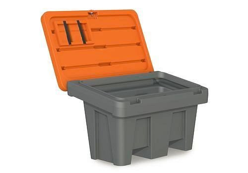 DENIOS Streugutbehälter GB 150 aus Polyethylen (PE), 150 Liter Volumen, Deckel orange, 241-876