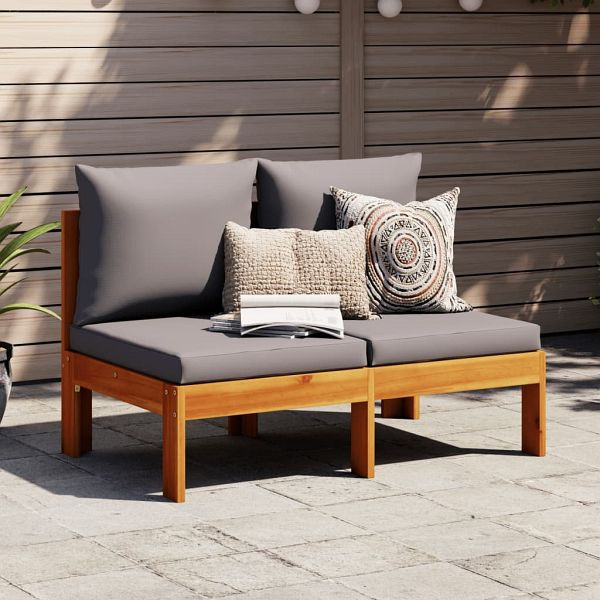 vidaXL Gartensofa ohne Armlehnen mit Kissen 2-Sitzer Massivholz Akazie, 367631