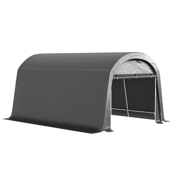 Outsunny Gartenschuppen mit Kunststoff-Plane, Werkzeugzelt, aufstellbare Garage, 300B x 450T x 230H cm, Dunkelgrau, 84H-301V00CG