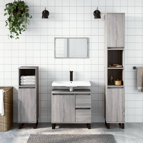 vidaXL Badschrank Grau Sonoma 65x33x60 cm Holzwerkstoff, 831618