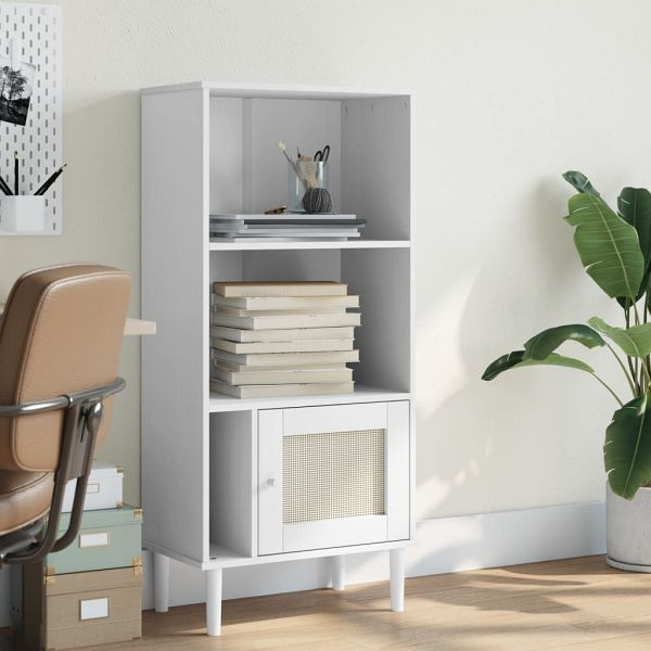 vidaXL Bücherschrank SENJA Rattan-Look Weiß 60x35x130 cm Kiefernholz, 358059