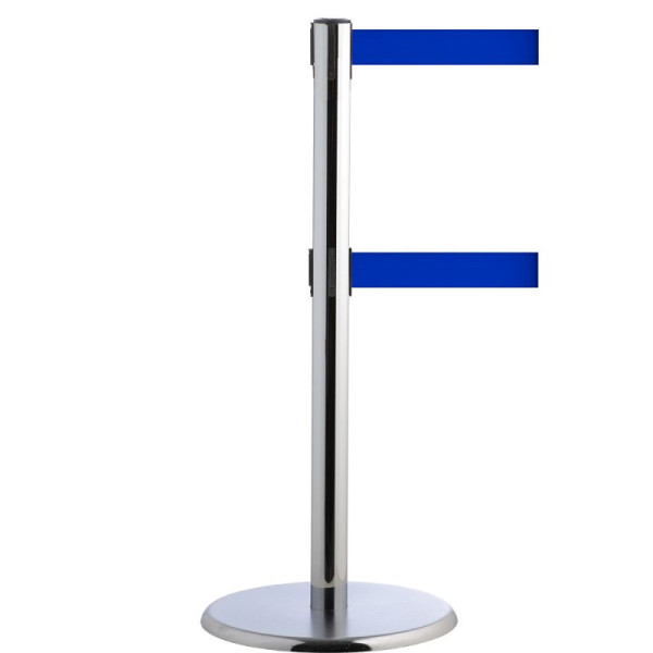 Stein HGS Personenleitsystem -P-Line Duo-, chrom, blau, mit magnetischem Gurtendstück, Gurtlänge: 2 x 2,3 m, 14148-0304