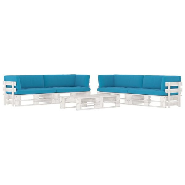 vidaXL 6-teilig Paletten-Lounge-Set Weiß Imprägniertes Kiefernholz, 3067001
