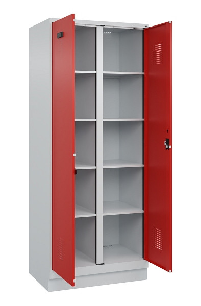 C+P Wäsche-Spind Evolo PLUS, mit Sockel, 2 Abteile, 1950x800x500mm, 7035/3020, Verschluss Zylinderschloss, 049022-22B S10032