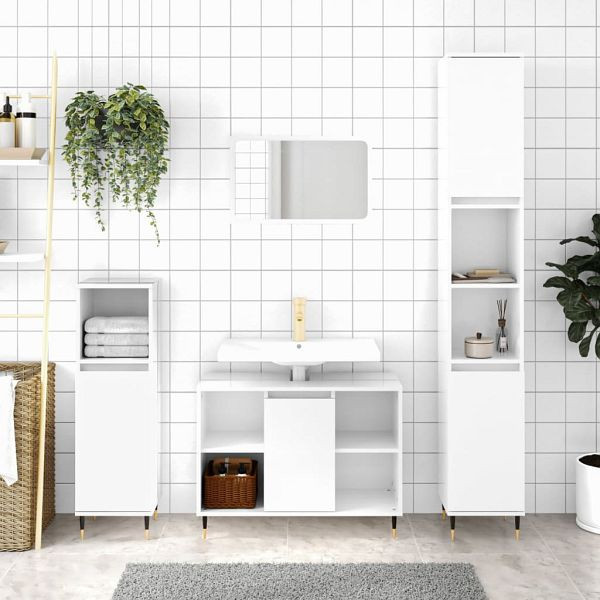 vidaXL Badschrank Hochglanz-Weiß 80x33x60 cm Holzwerkstoff, 831622