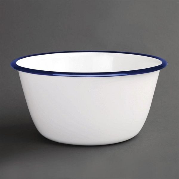 Olympia emaillierte Dessertschalen weiß-blau 7,5cm, VE: 6 Stück, DC389