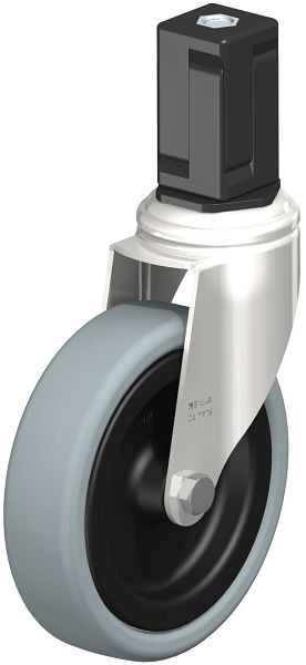 Blickle LKRXA-VPA 126G-11-EXV17 Edelstahl-Apparate-Lenkrolle mit Expander, Vollgummi, Grau, 853309