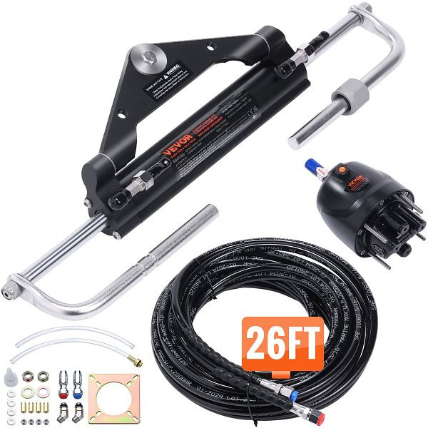 VEVOR Hydraulisches Außenborder-Lenkset, 150 PS, mit Steuerpumpe, Zweiwege-Sperrzylinder und 8 m hydraulischem Lenkschlauch, XWYYFXBDJTJ1AJ1FLV0