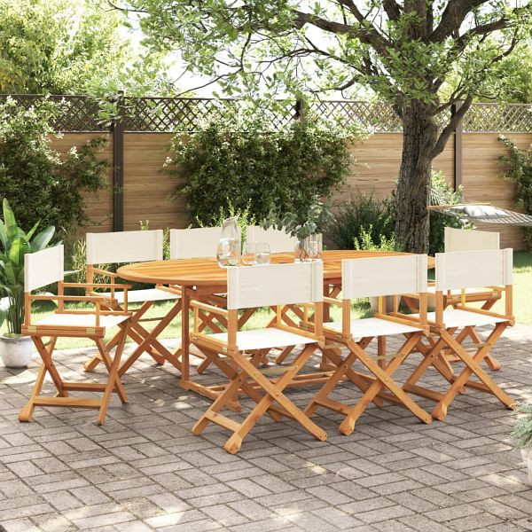 vidaXL Klappbare Gartenstühle 8 Stück Cremeweiß Stoff, 3208912