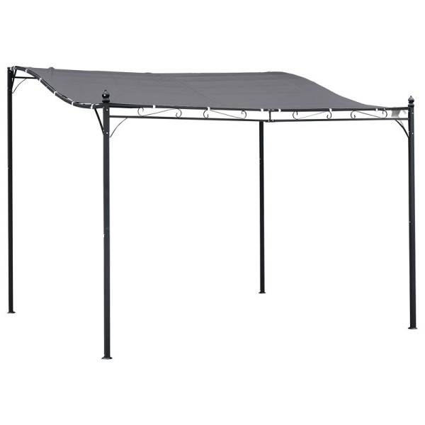 Outsunny Pergola Gartenpavillon Pavillon Überdachung Zelt Metall Grau 297x297 cm, 84C-038GY