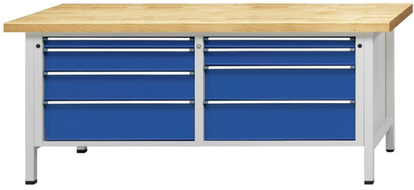 ANKE Werkbänke Kastenwerkbank, Modell 141 VX, 2000 x 800 x 850 mm, RAL 7035/5010, BMP 50 mm, 330.130