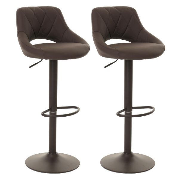 Mendler 2er-Set Barhocker HWC-N64, Barstuhl Tresenhocker, Fußablage drehbar, Kunstleder Metall, braun, 158921
