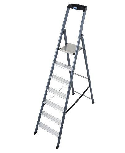 Krause Stufenstehleiter Sepro S, eloxiert, extrem rutschfeste Plattform, 7 Stufen, 257468