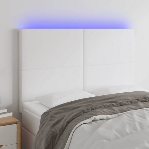 vidaXL LED Kopfteil Weiß 144x5x118/128 cm Kunstleder, 3122235