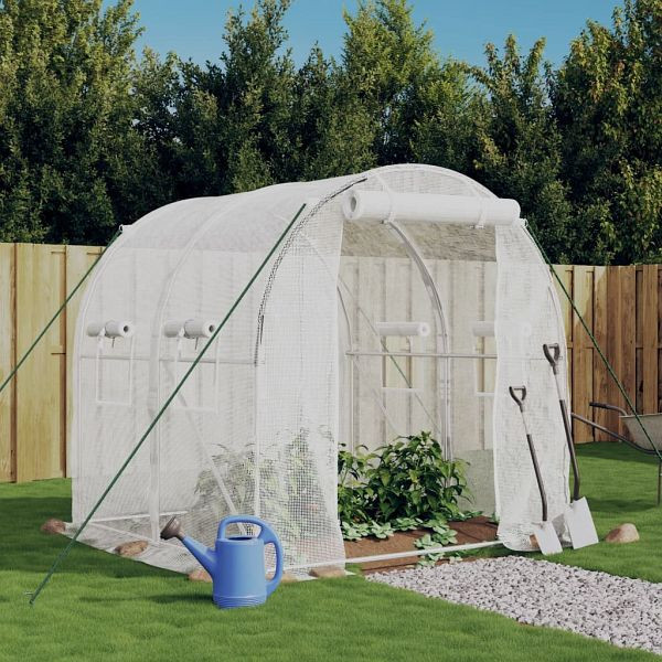 vidaXL Gewächshaus mit Stahlrahmen Weiß 4 m² 2x2x2 m, 364075
