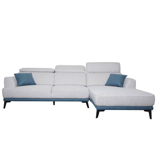 Mendler Sofa HWC-G44, Couch Ecksofa L-Form 3-Sitzer, Liegefläche Nosagfederung Taschenfederkern verstellbar, rechts, hellgrau, 71519+71520