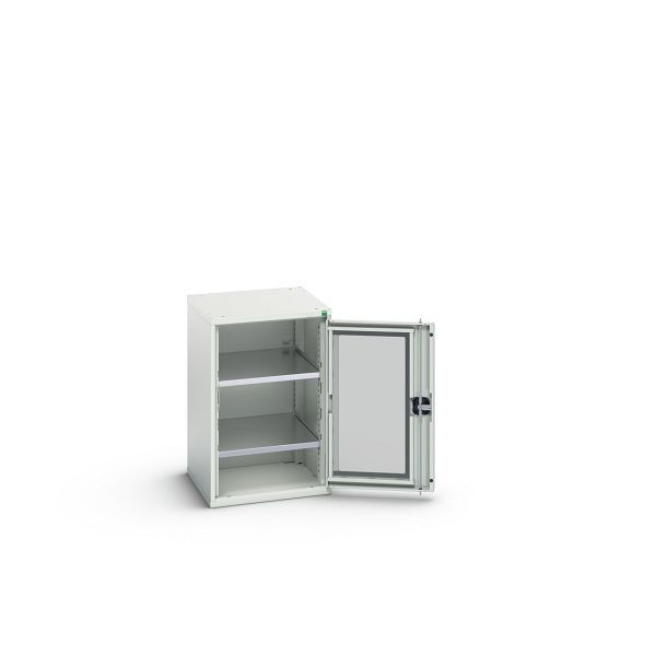 bott verso Flügeltürschrank mit Sichtfenster, mit 2 Fachböden, BxTxH: 525 x 550 x 800 mm, Lichtgrau / Lichtgrau, 16926074.16
