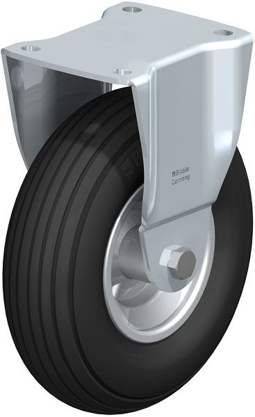 Blickle B-P 220R Stahlblech-Bockrolle, mittelschwere Ausführung, mit Anschraubplatte, Luftreifen, Schwarz, 255034