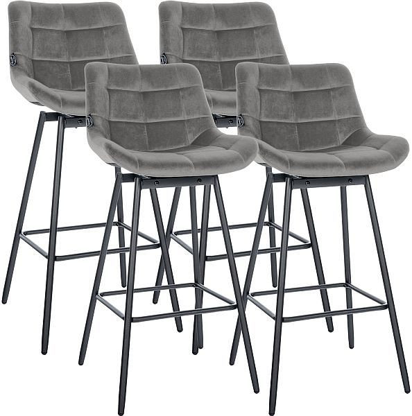 CLP Barhocker Weston Schwenkbar Samt, grau, VE: 4 Stück, 327344