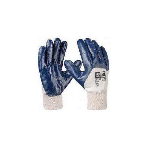 PRO FIT Basic Nitril-Handschuh, blau, 3/4 beschichtet, Strickbund, Größe: 10, VE: 12 Paar, 5701-10