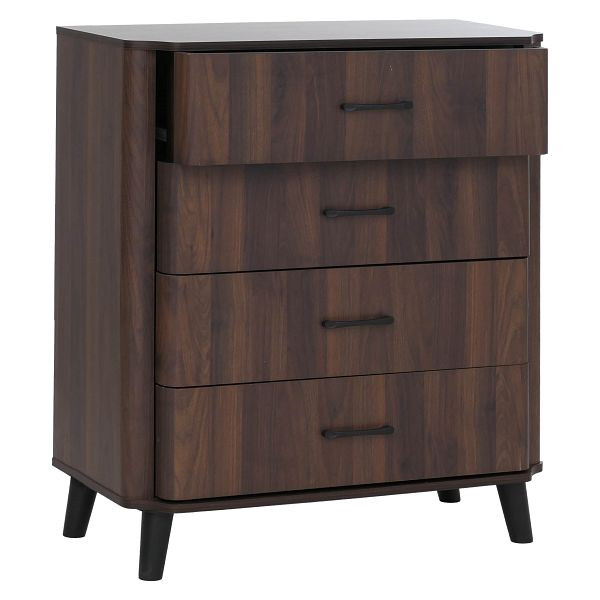 Mendler Kommode HWC-P42, Sideboard Schrank Anrichte, 4 Schubladen, MDF 92x80x40cm, Walnuss-Optik, 139779+139780