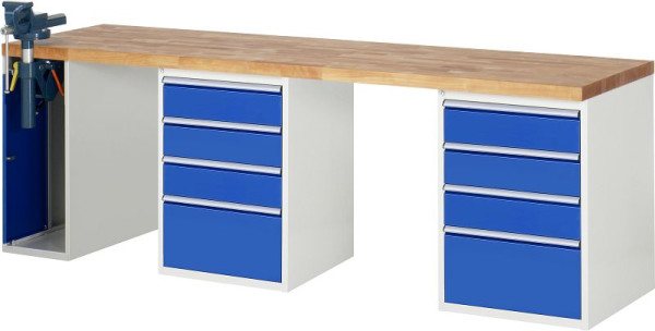 RAU Werkbank Serie 7000 - Modell 7510-9, B2500 x T700 x H890 mm, Systemunterbau B2500 x T650 x H850 mm, 03-7510A9-257B4M.11