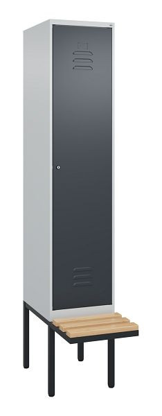C+P Umkleidespind Classic PLUS, 2120x400x815mm, 7035/7016, Zylinderschloss, Buche-Sitzleisten, 0800407-12 S10052