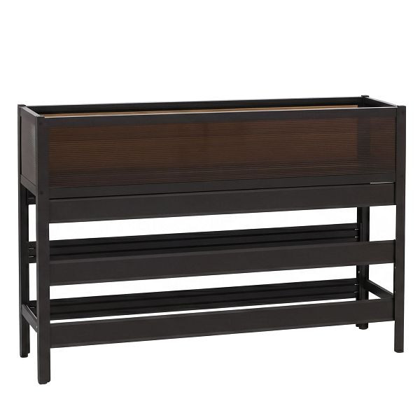 Mendler Hochbeet HWC-P96, Gemüse-/Pflanzbeet Blumenkasten Pflanzkübel Aluminium transparent 82x120x30cm, dunkelbraun, 120569