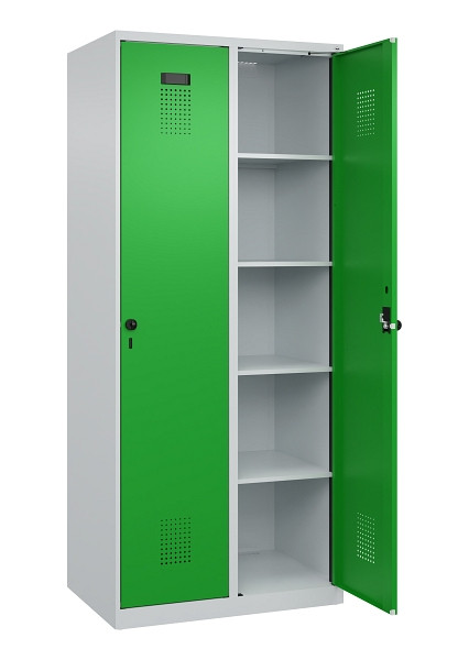 C+P Wäsche-Spind Evolo PLUS, 2 Abteile, 1850x800x500mm, 7035/6037, Verschluss Drehriegel, Ablageböden 8, 049000-22B S10011