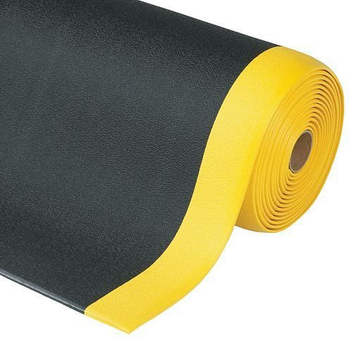 DENIOS Anti-Ermüdungsbelag S 9.K, Breite 0,9 m, Meterware, schwarz/gelb mit Noppen, 137053