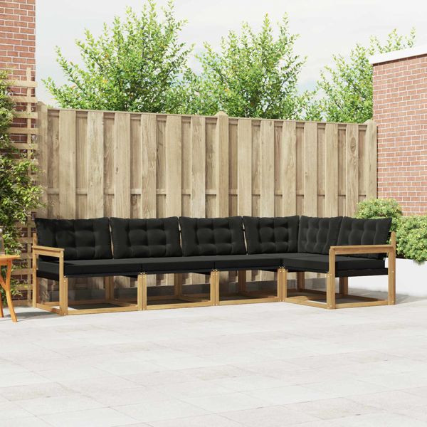 vidaXL Outdoor-Sofagarnitur mit Kissen 5-teilig Weiß und Schwarz, 3388678