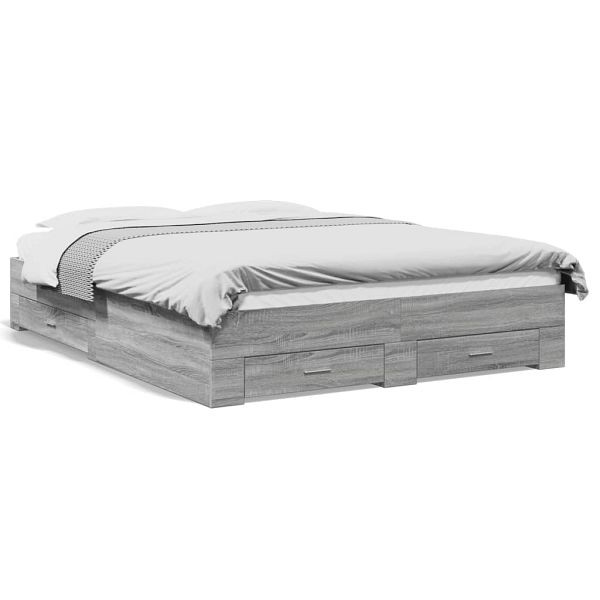 vidaXL Bettgestell mit Schubladen Grau Sonoma 160x200 cm Holzwerkstoff, 3280375