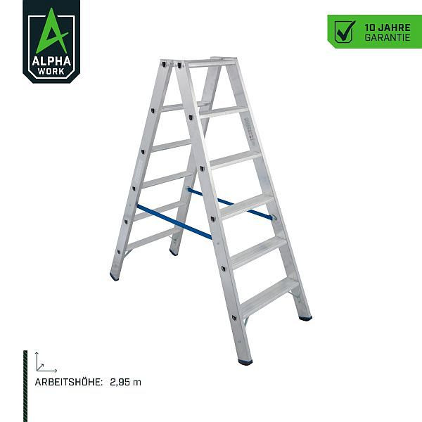 Alpha Work Stufen-Doppelleiter, 2x6 Stufen, 80314