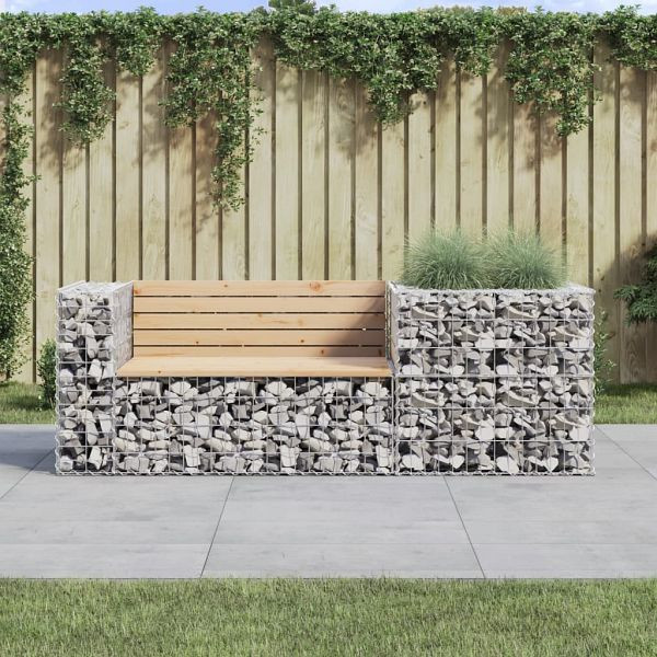 vidaXL Gartenbank mit Gabione Massivholz Kiefer, 3196242