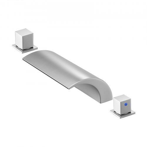 VEVOR römische Wannenarmatur, 3 Löcher, 2 Griffe, Edelstahl, niedriger Auslauf, deckmontiert, Silber, ideal für Haustiere, DFPTKBDHS2GSHQLC1002V0