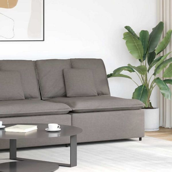 vidaXL Modulares Sofa Mittelmodul mit Kissen Taupe 100 cm, 4104422