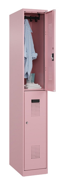 C+P Doppelstöckiger Spind Evolo PLUS, 2 Fächer, 1850x300x500mm, 3015/3015, Zylinderschloss, 049300-10 S10051